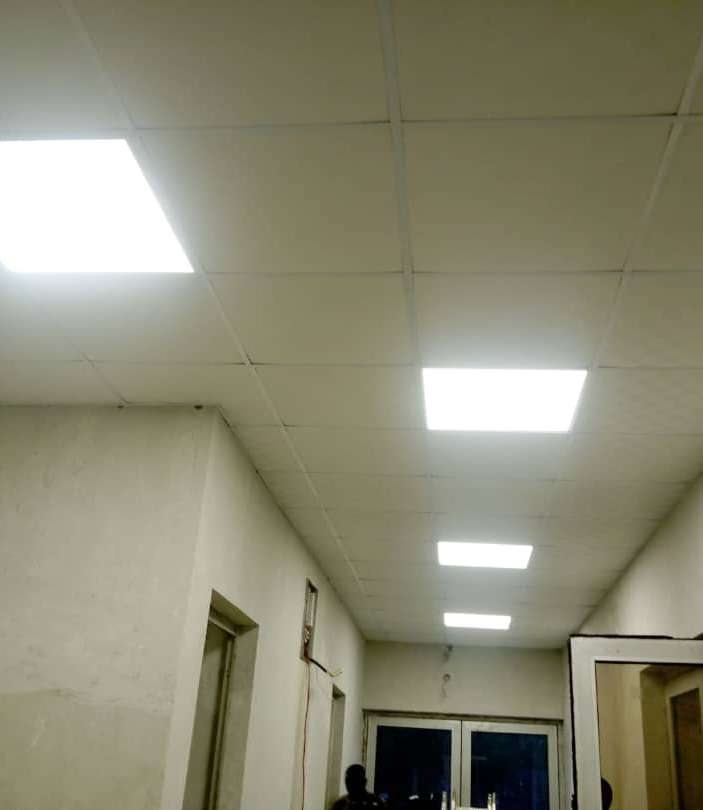 LED panel lights installed in a ceiling